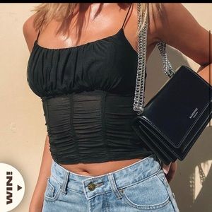 Princess Polly black half mesh crop top. US Size 4